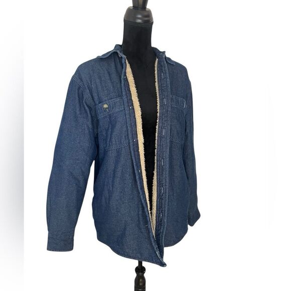 WRANGLER VINTAGE SHERPA LINED DENIM SHACKET/JACKET WITH BUTTONS MENS SIZE SMALL - Picture 6 of 10